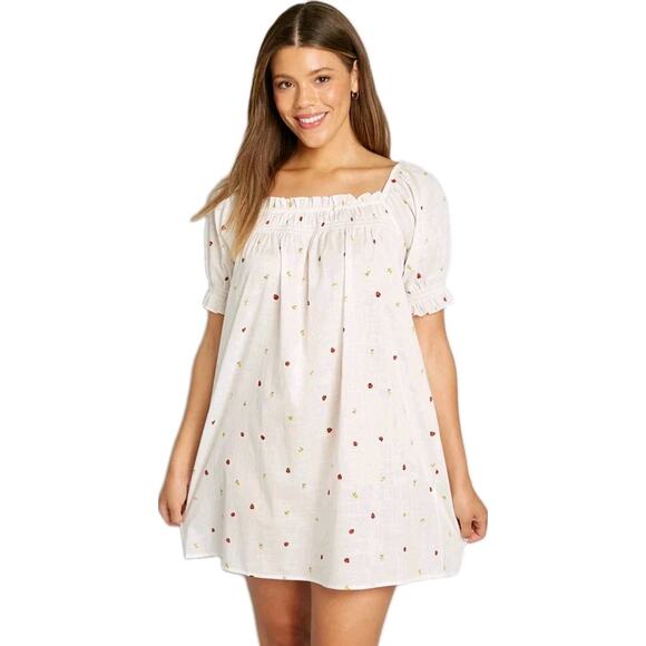 Mod Cloth Dress Sz M Summertime Garden Stories Smocked Babydoll Mini Dress - Picture 1 of 6